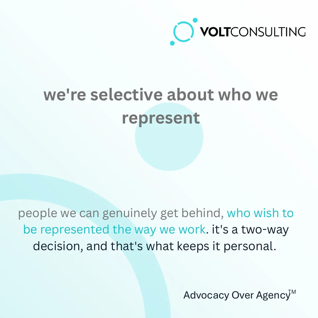 we're selective about who we represent. people we can genuinely get behind, who wish to be represented the way we work. it's a two-way decision, and that's what keeps it personal.